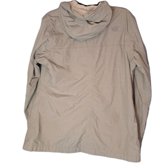 The North Face HyVent Coat Rain Jacket Beige Zip Hood Wind Pockets Womens Large - Picture 2 of 9